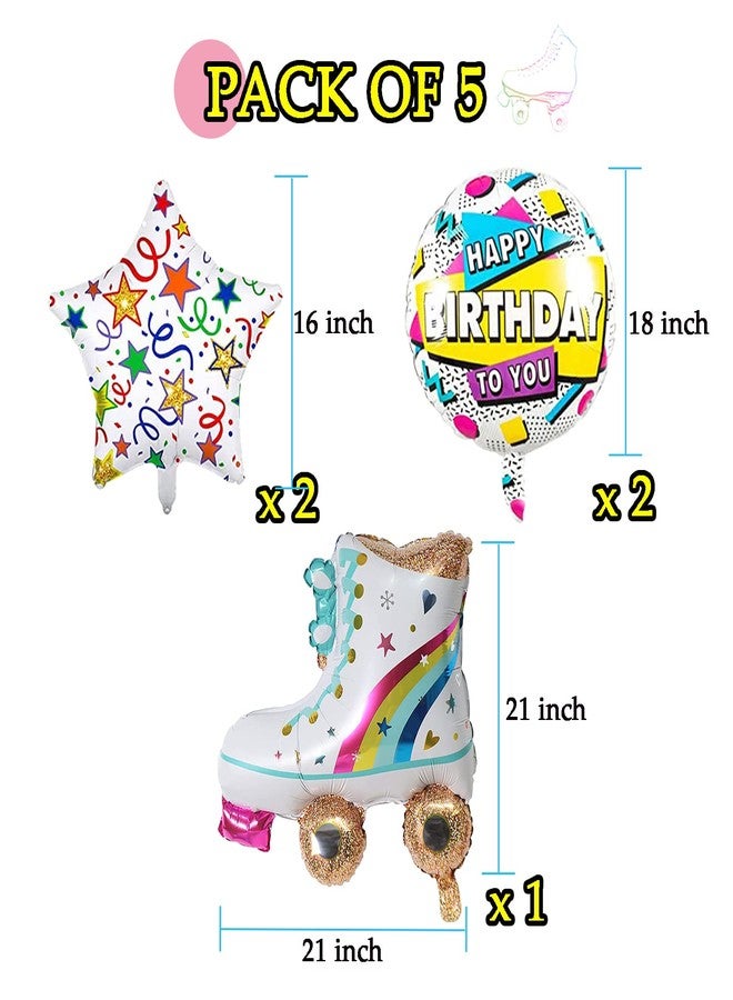 AMFIN® Roller Skate Foil Balloon/Hip Hop Birthday Foil Decoration/Star foil Balloon/Birthday Decoration foil round/Boys Birtahdy Theme - Pack of 5 - Image 2